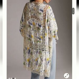 RACHEL Rachel Roy Women's Cream Lace Inset Floral Print Lightweight Kimo…